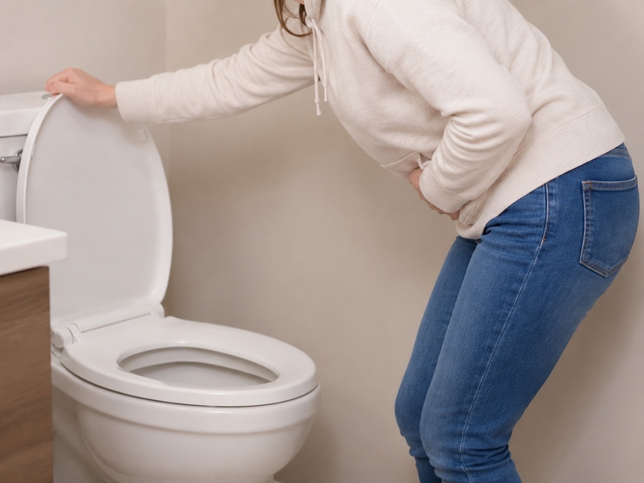 トイレに駆け込む女性