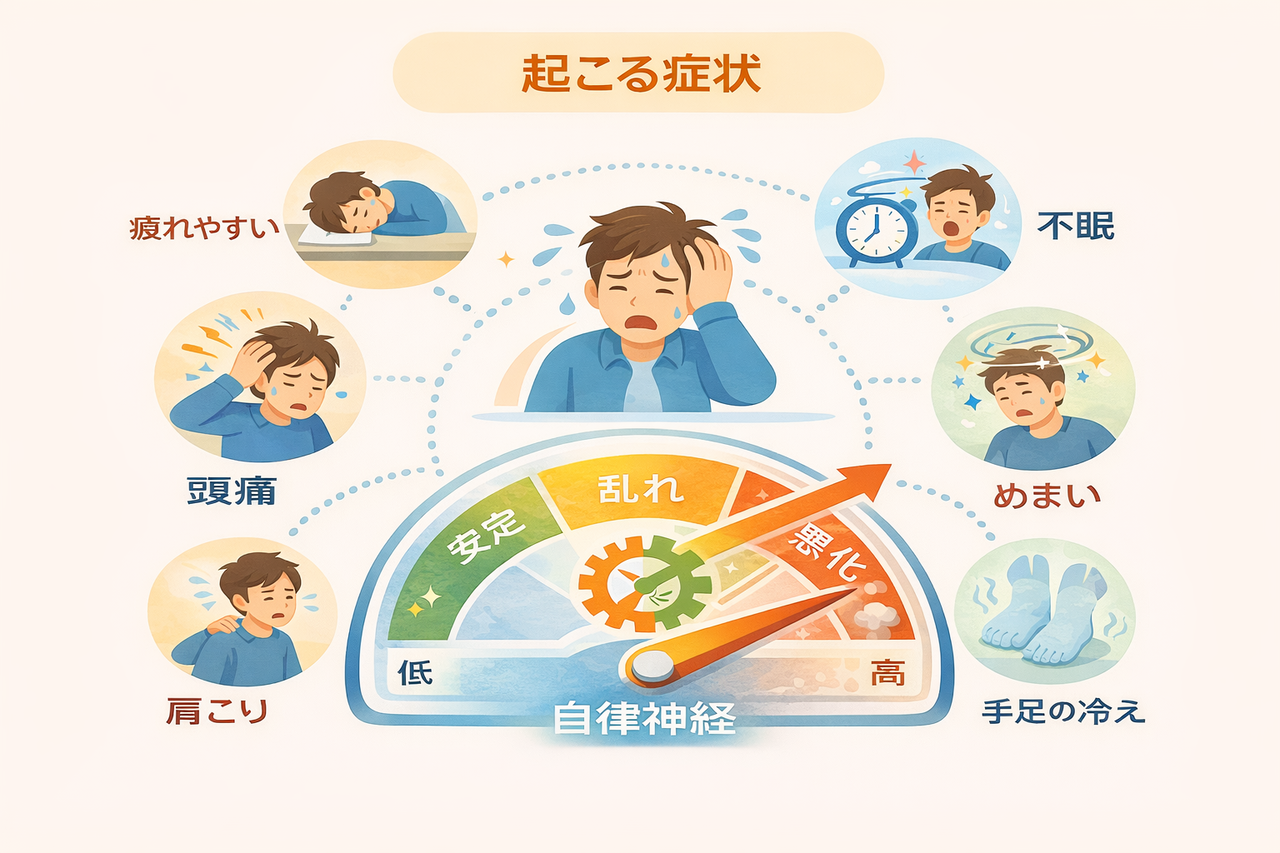 自律神経が乱れて起こる症状の画像